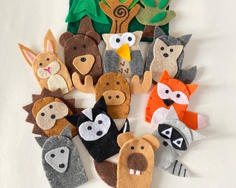 Animal Finger Puppets - Felt Woodland Animals - Travel Activities for Kids - Best Toys for 3 Year Olds - Gifts for 4 Year Olds