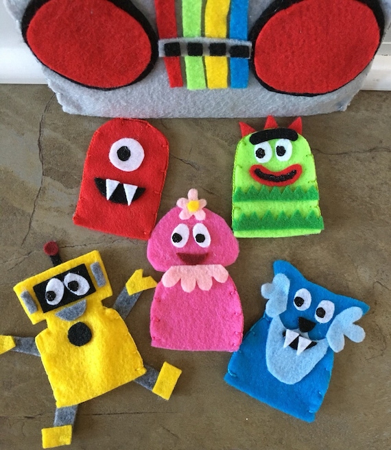 Yo Gabba Gabba Finger Puppet Set Felt Story Pretend Play Etsy