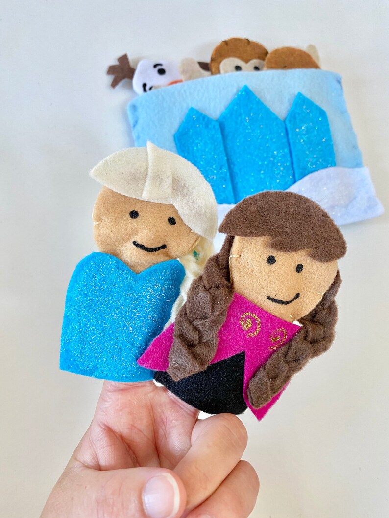 Frozen Elsa and Anna Felt Finger Puppet Story Pretend Play | Etsy