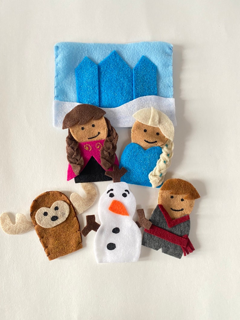 Frozen Elsa and Anna Felt Finger Puppet Story Pretend Play | Etsy