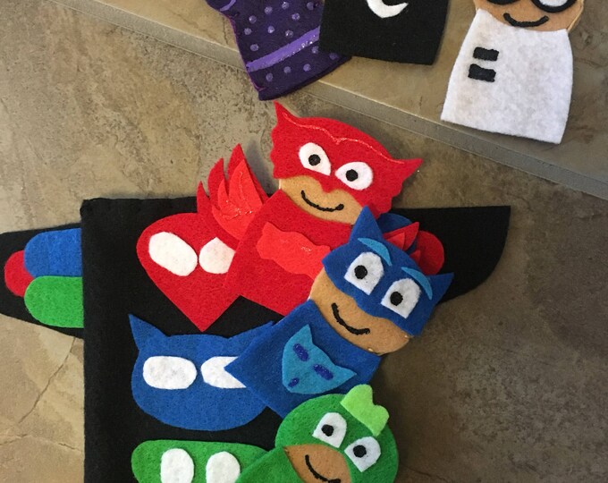PJ Masks Finger Puppet, Felt Story, Pretend Play, Busy Book Quiet Bag ...