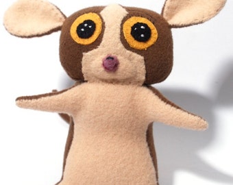 Ratón Lemur, Mort peluche, peluches, animales de fieltro, lémur de peluche