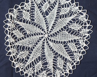 Knitted doily, white doily, cotton doily, round doily, handmade white knitted doily, vintage knitted doily, one of a kind