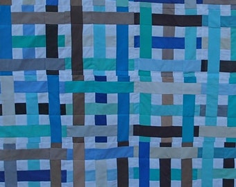 Modern Quilt - Lap Quilt - Ocean blues - Beach Blanket Plaid