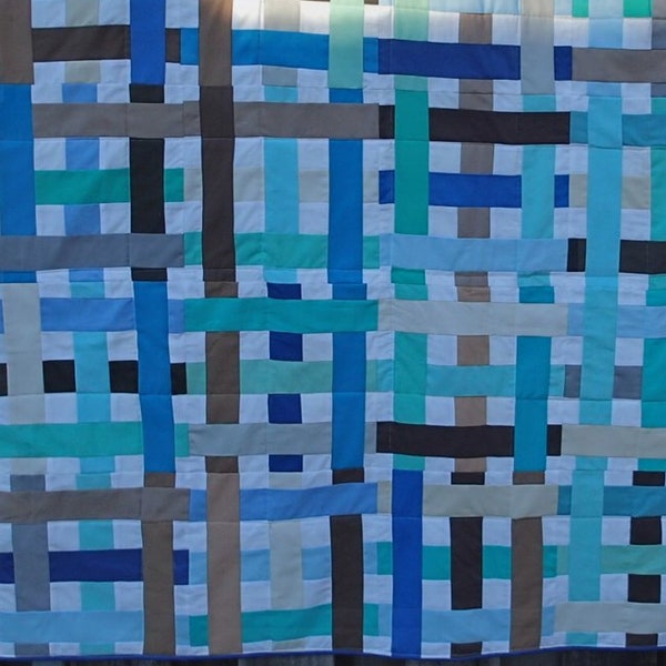 Modern Quilt - Lap Quilt - Ocean blues - Beach Blanket Plaid