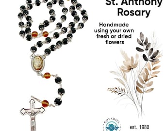 Flower Petal St. Anthony Rosary - Made from your fresh or dried flowers - Funeral Flowers, Wedding flowers, or any Special Ocassion