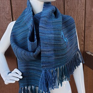 Blue Scarf With a Chinese Dragon. 100% Wool. Hand Made. - Etsy