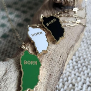 Stainless Steel Barbados Island Map Pendant Necklace - Silver Color, Engraved With City Names