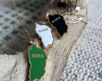 Ready to ship Born Dominica 14K Gold Plated Necklace with Gold and Enamel Pendant