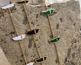 Ready to ship Born Dominica 14K Gold Plated Bracelet with Gold and Enamel Charm Pendant