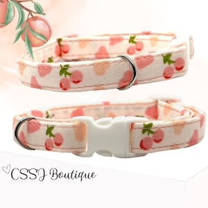 Peach / Peaches / Peach Rings / Lofi / Fruits / Fruity / Sweet - Small Dog & Cat Collars - 7-12” - FREE CHARM!