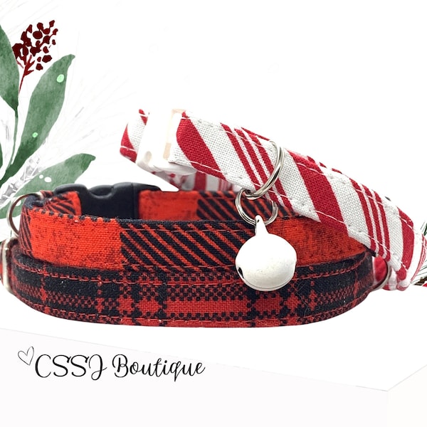 Christmas / Holiday / Winter - XSmall Dog & Cat Collars - 7-12”, Small Dog Collars 9"- 15" - MULTIPLE DESIGNS