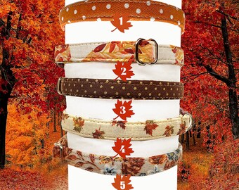 Autumn / Fall / Changing Colors / Leaves / Pinecones / Foliage/Polka Dots/ SeasonalXSmall Dog & Cat Collars 7-12”, Small Dog Collars 9"- 15"