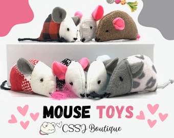 Whimsical Handmade Cat Mice Toys: Purrfect Playtime Companions - 2 Mice BUNDLE!