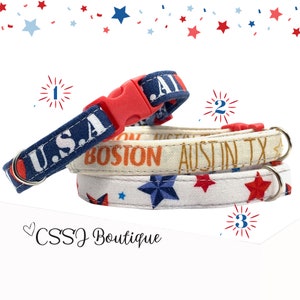 Fourth of July / America / Independence Day / Liberty / Patriot / American Revolution - Small Dog & Cat Collars - 7-12” - MULTIPLE DESIGNS