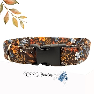 Fall / Autumn/ Changing Colors / Leaves / acorns / Foliage / plaid / Seasonal - Medium - Large Dog Collars - 5/8" 3/4"  1" Wide