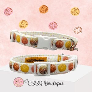 Pan Dulce/ Conchas / Pan de Huevo / Comida / Pastelaria / Sobremesas / Fofa - Coleiras Pequenas para Cães e Gatos - 7-12”, 9”-15”