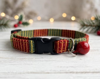 Christmas / Holiday / Winter / Merry / Red / Plaid / Festive -XSmall Dog & Cat Collars 7-12”,  9"- 15"