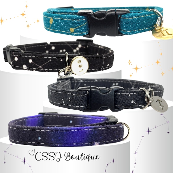 Zodiac / Horoscope / Astral / Stars / Astrology / Personality - Small Dog & Cat Collars - 7-12” - MULTIPLE DESIGNS - FREE Charms / Pendants