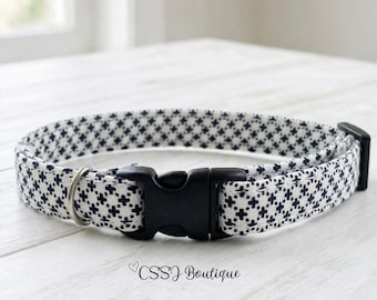 Scandinavian Cross  Collar | White & Black Minimalist Cat, small dog  Collar | 3/8" width