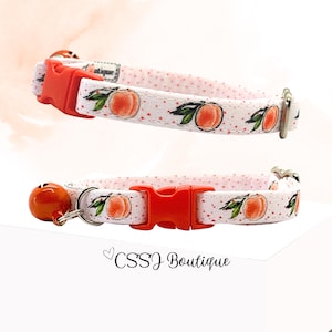 Peach / Peaches / Peach Rings / Lofi / Fruits / Fruity / Sweet - Small Dog & Cat Collars - 7-12”-9&quot;-15- FREE CHARM!