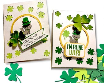 Handmade greeting cards St Patricks Day Cats