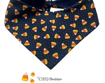 Candy Corn Dog Bandana | 100% Cotton Tie-On, Fall Halloween Accessory
