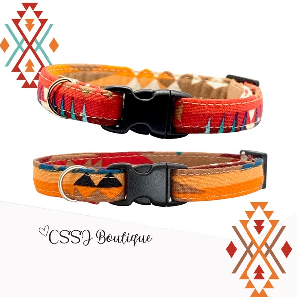 Southwest Style/ Navajo Inspired/ Ethnic Elegance/Unique/ Native - Small Dog & Cat Collars - 7-12”,9"-15"