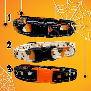 Halloween / Pumpkins/ stripes/ oranges/ghosts/ red/spooky- XS-S Dog & Cat Collars 7-12”, Small Dog Collars 9&quot;- 15&quot;