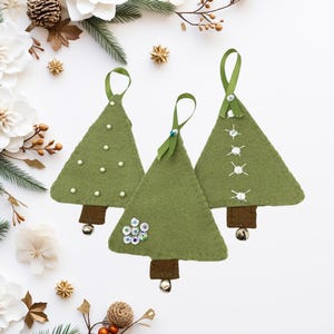 Árvores de Natal feitas à mão/feltro/enfeites/presentes/inverno/decoração - conjunto de 3