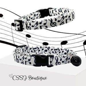 Music / Music Notes / Orchestra / Band/ Musical Pet Style - XSmall Dog & Cat Collars  7-12”,  Small Dog Collars 9&quot;- 15&quot;