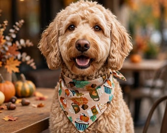 Pumpkin Spice Dog Bandana | Fall Dog Bandana | Pumpkin Cupcake Dog Bandana | Autumn Coffee Dog Bandana | Thanksgiving Dog Gift