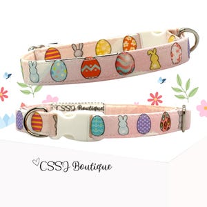 Easter Dog Collar/ Pet Collar/ Bunny dog collar/ Pastel/ Pink /Festive 5/8&quot; width