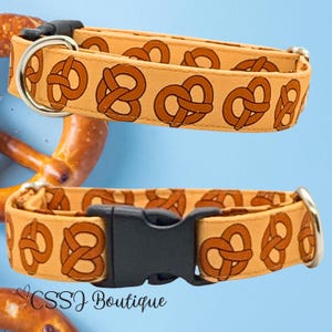 Handmade Pretzel Print Dog Collar – Playful Food Pattern