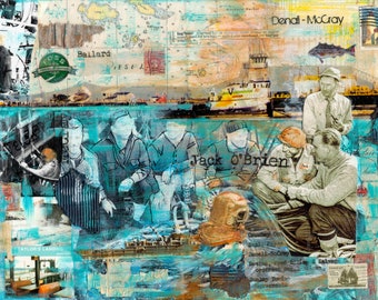 Jack O'Brien Deep Sea Diver, Ballard, Tug Boat Print, Maritime Art,  Mukilteo Seattle, Bell Diving Helmet Art, Puget Sound Boating Print