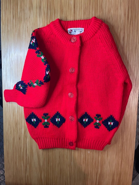 Vintage Red Knit Sweater - image 2