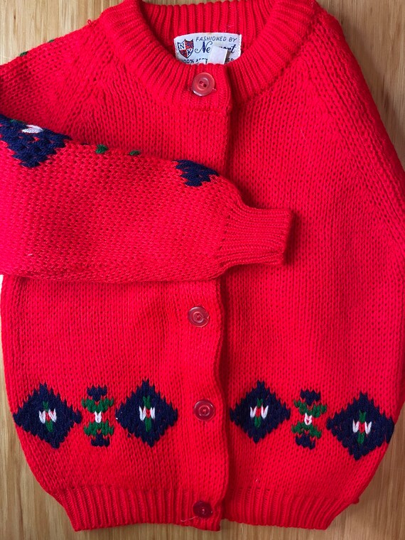 Vintage Red Knit Sweater - image 4