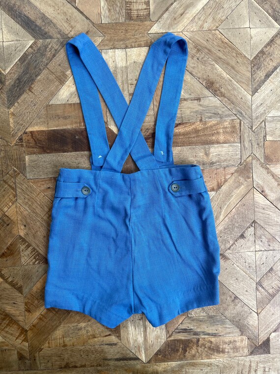 Vintage Blue Suspender Shorts - image 7