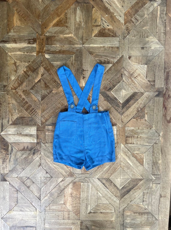 Vintage Blue Suspender Shorts - image 1