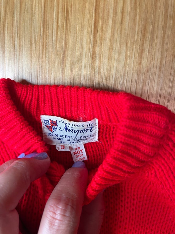 Vintage Red Knit Sweater - image 3