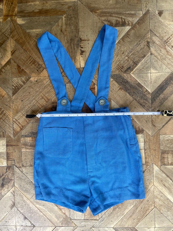 Vintage Blue Suspender Shorts - image 5
