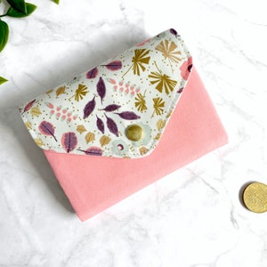 Monedero pequeño | Monedero - flores menta / rosa