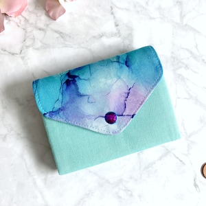 Kleine Geldbörse | Portemonnaie - Aquarell Türkis