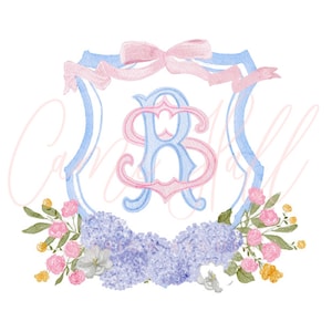 Custom Watercolor Wedding Crest – Personalized Monogram Crest | Digital Download | Perfect for Invitations & Wedding Decor