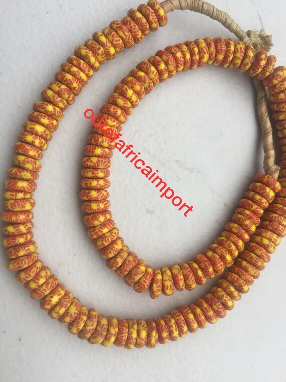 Strand Handmade African Krobo King Pattern Powder Glass Beads Ghana Africa