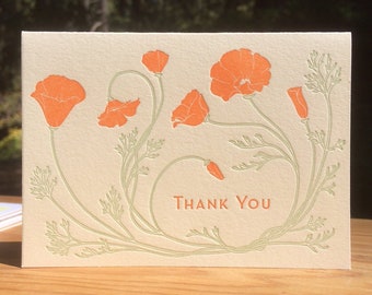 California Poppies Thank You // Letterpress Thank You Card