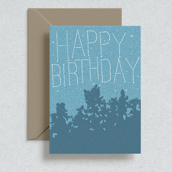 Night Sky Constellation // Letterpress Birthday Card