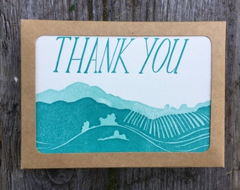 Valley & Vines Thank You Card Set // Letterpress Thank You Card Set