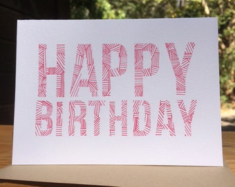 Patterned Letters // Letterpress Birthday Card