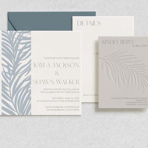 The Square Palms Suite (3pc) | Letterpress Wedding Invitation
